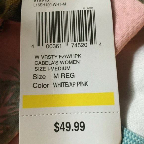 Cabela's Pink & White Realtree Camo Hoodie Sweatshirt Full Zip Womens MSRP $50 - Picture 5 of 5